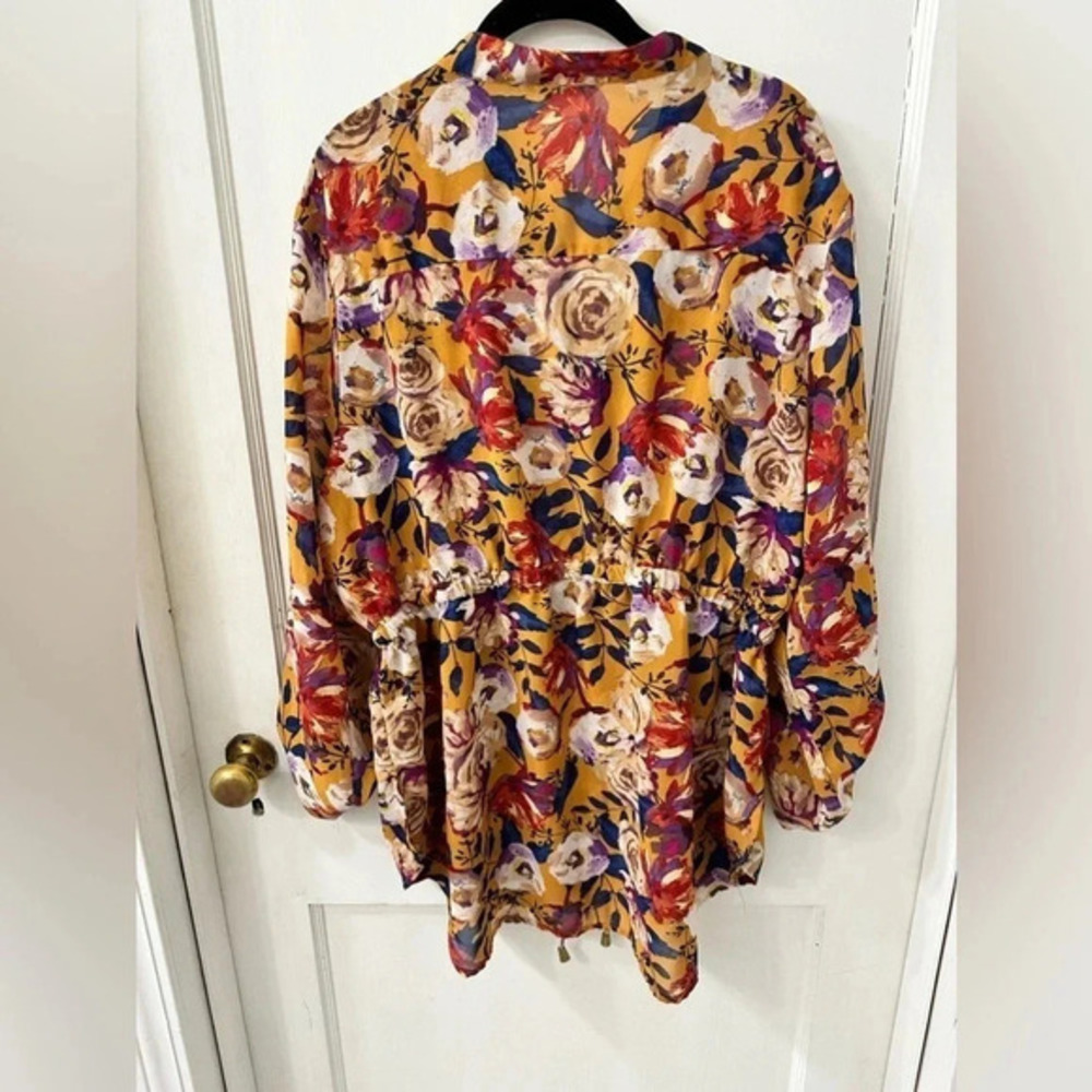 Dalin Plus Size Laganlook Sheer Foral‎ Top 2XL